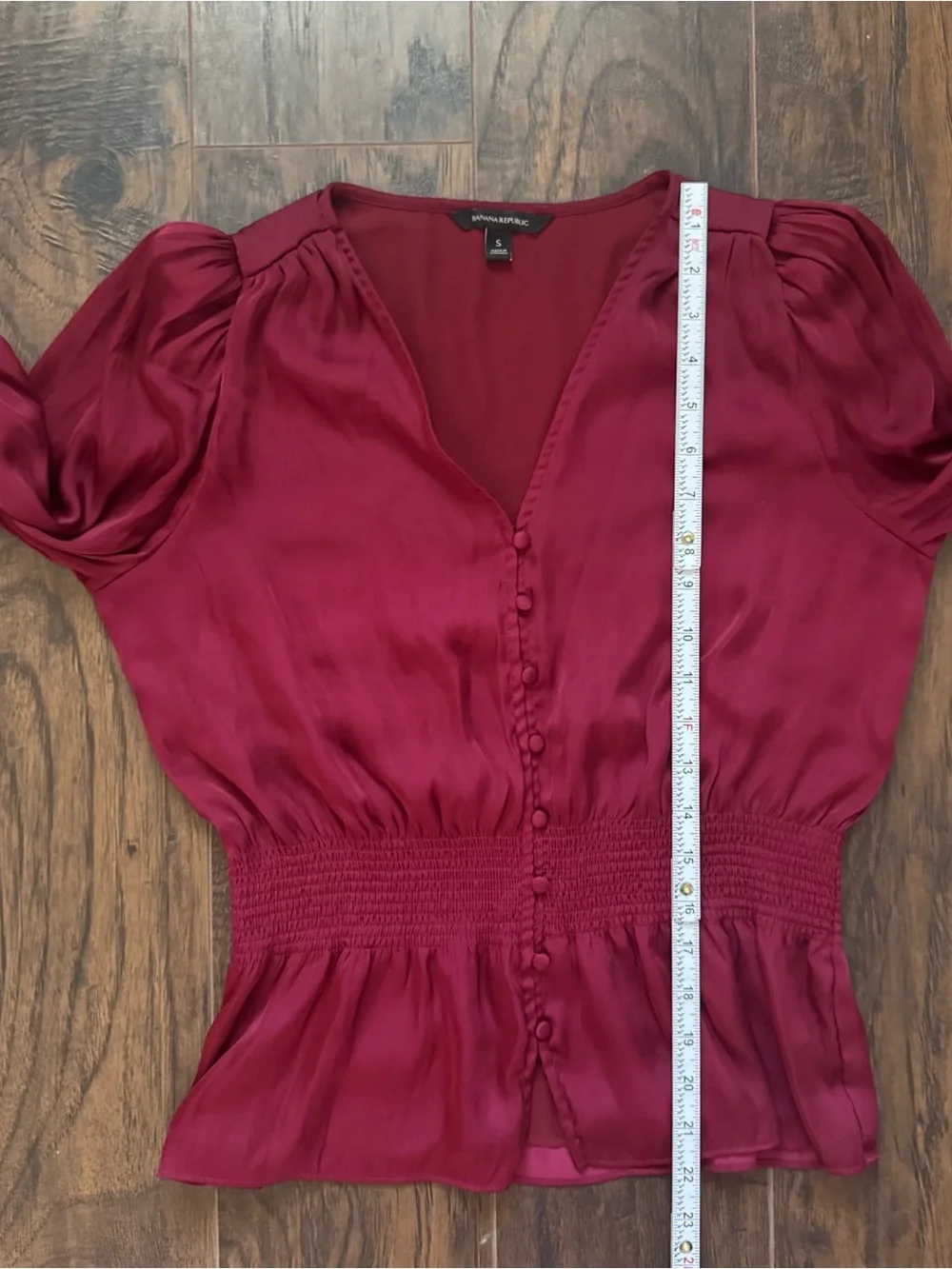 Banana Republic Cranberry Red Size Small Puff Sleeve Blouse